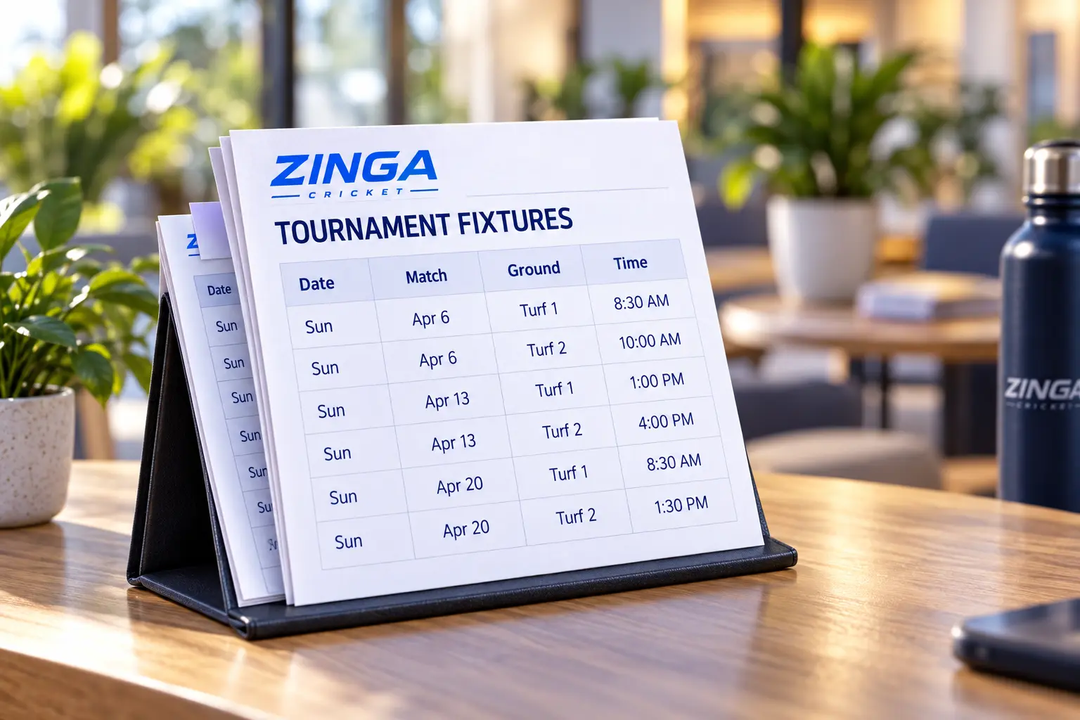 Tournament fixtures displayed in a residential clubhouse