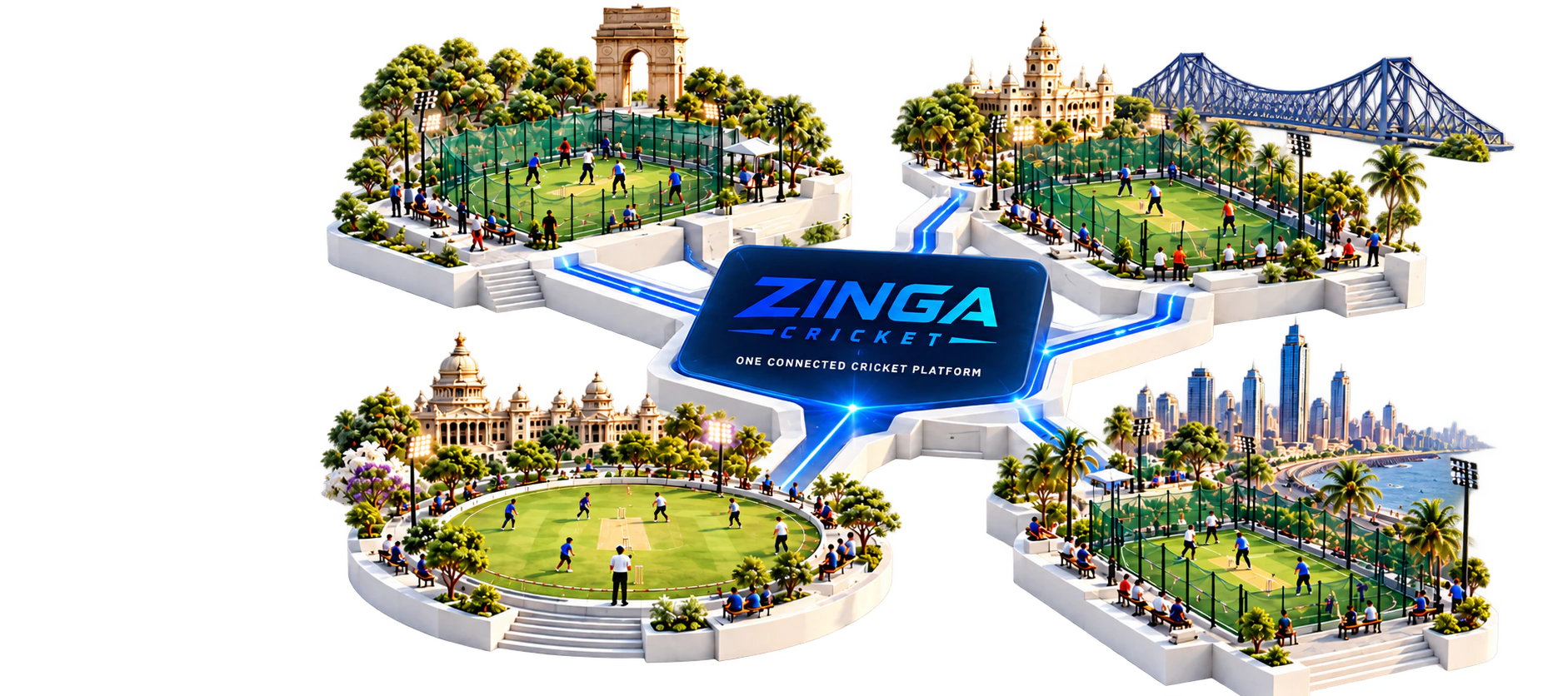 Delhi, Kolkata, Bengaluru and Mumbai connected through the Zinga Cricket platform
