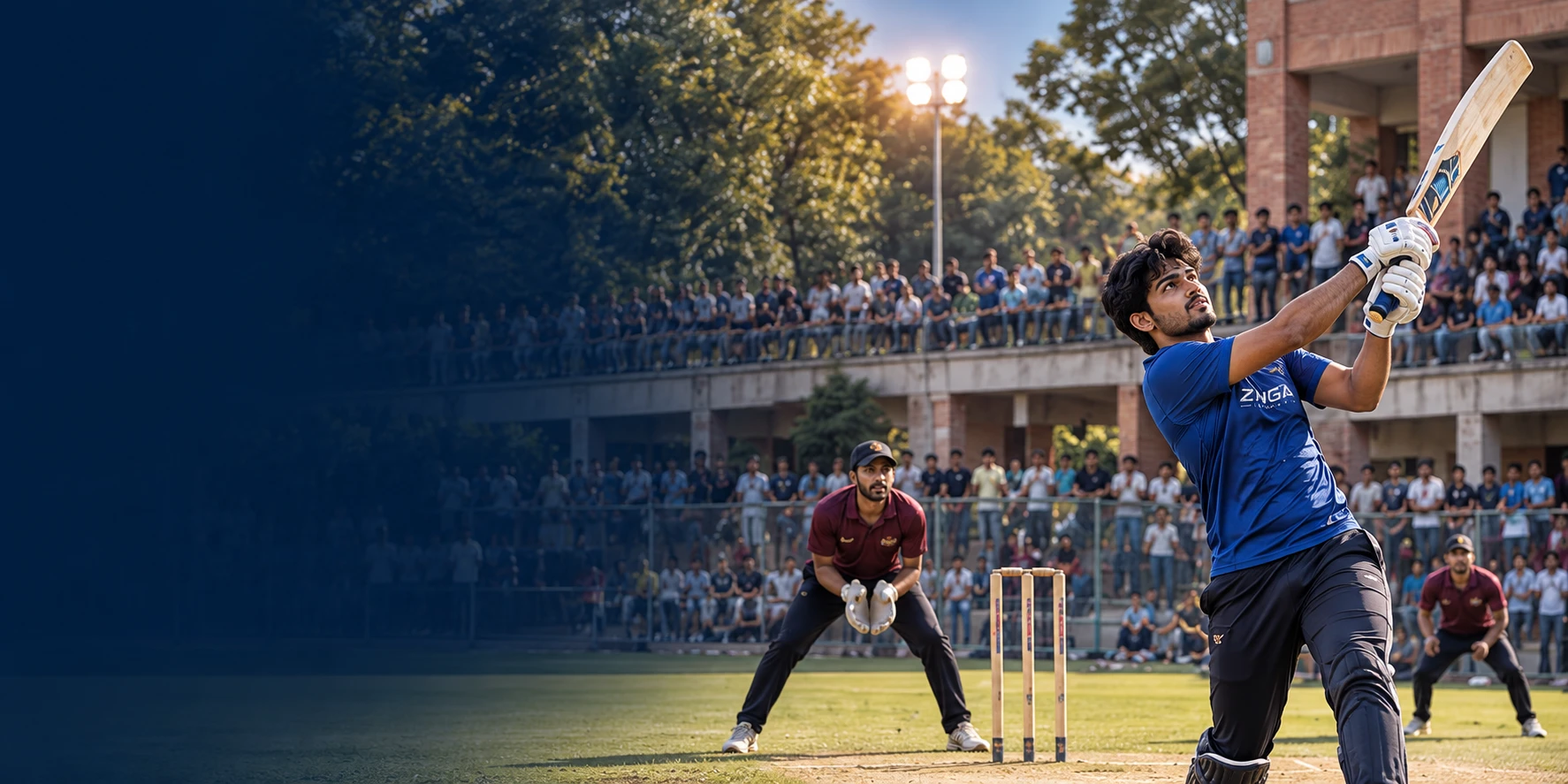 Illustrative college cricket scene