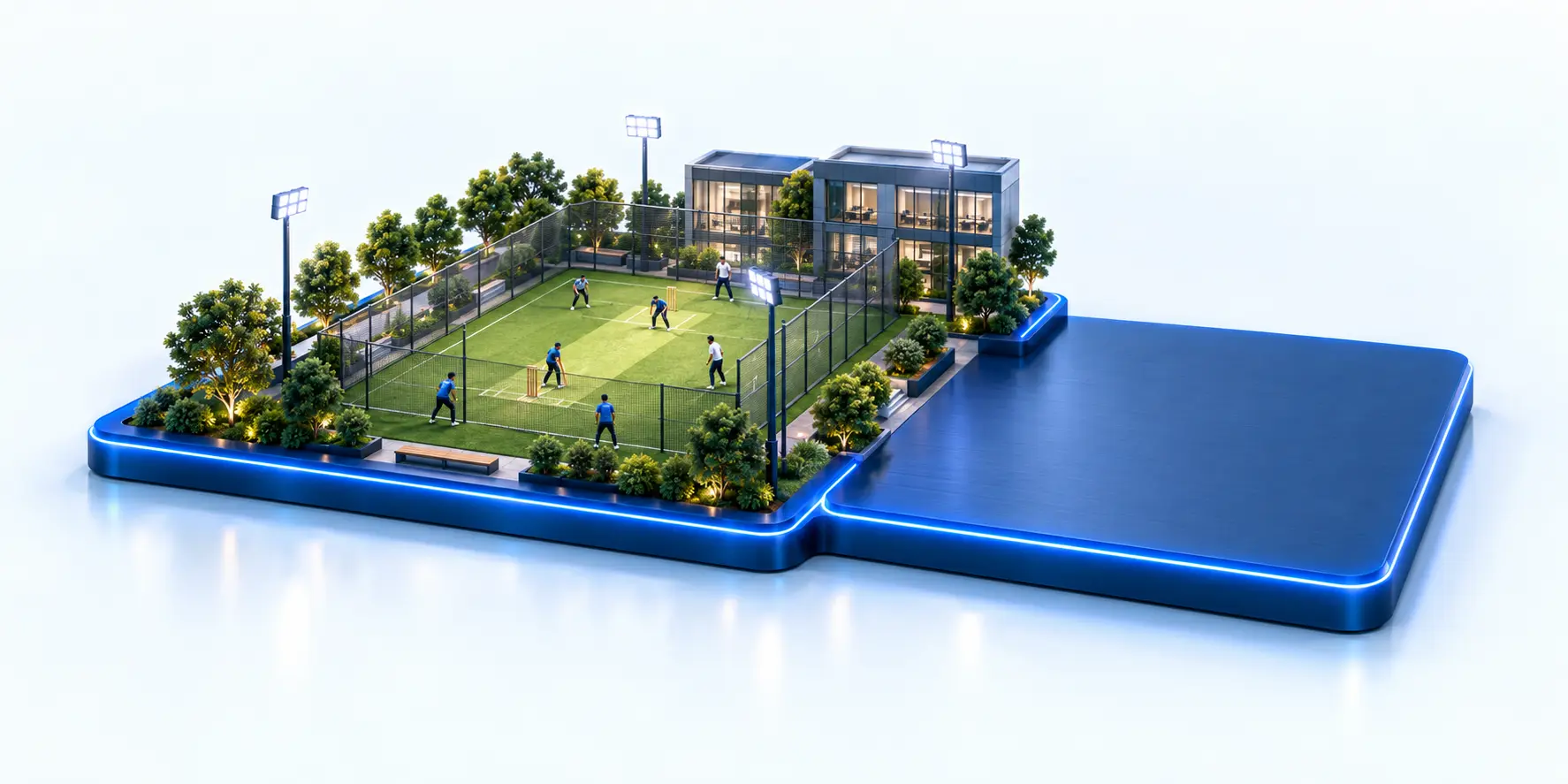 Partner ground on a blue illuminated base