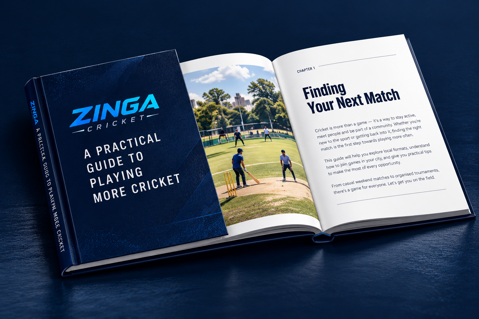 Open Zinga Cricket illustrated guide book
