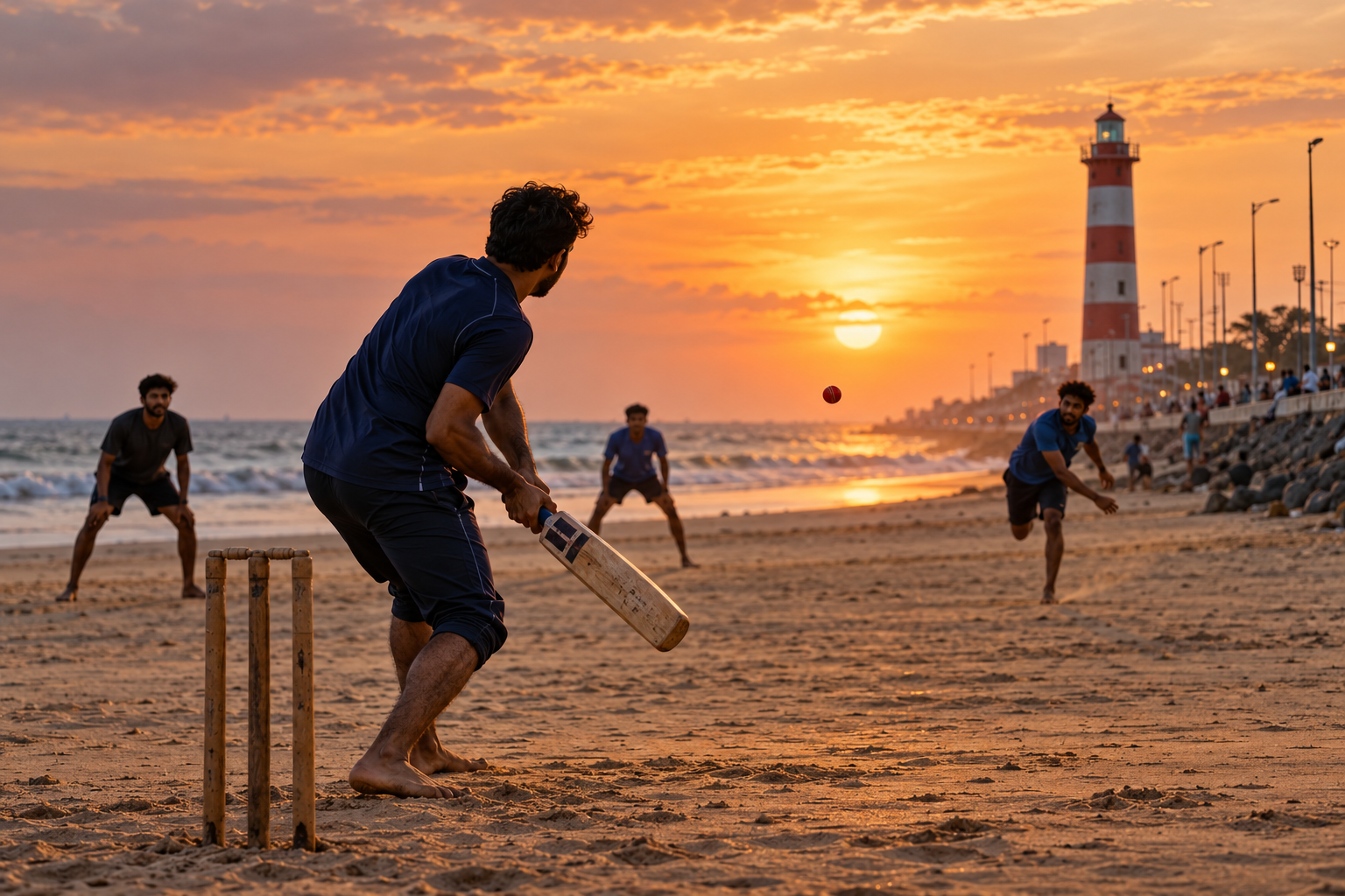 Illustration of local cricket in Chennai