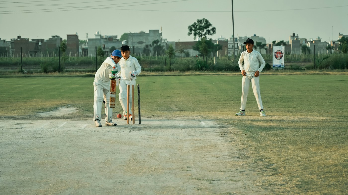 Players taking part in a cricket match in Ludhiana