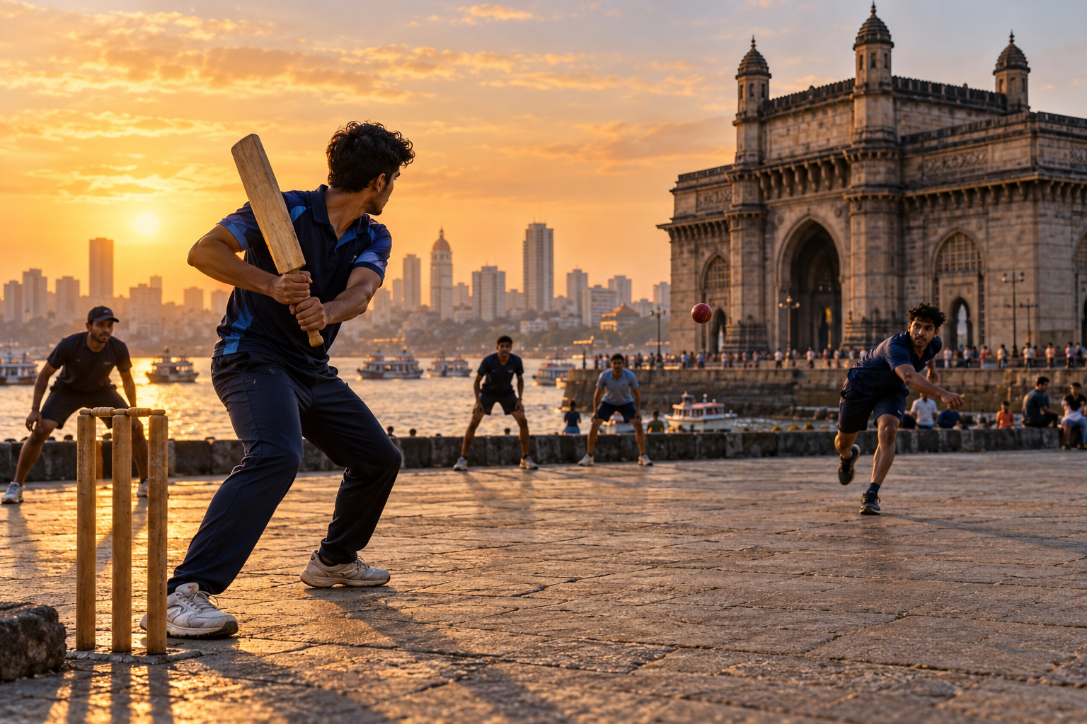 Illustration of local cricket in Mumbai