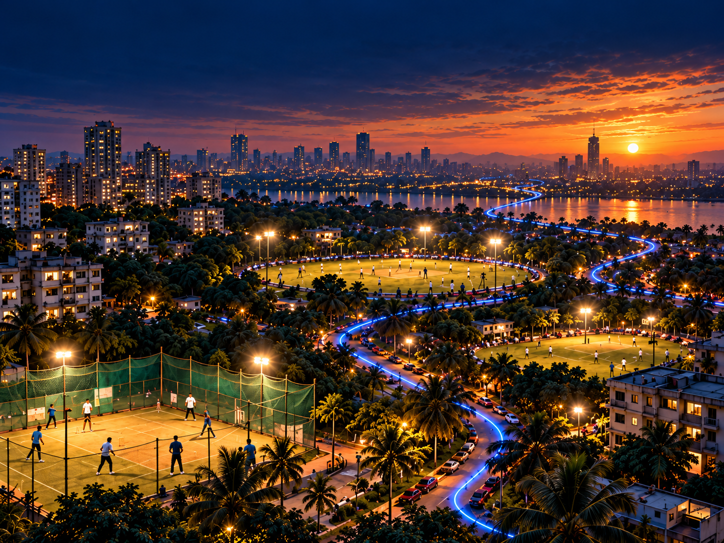 Connected cricket grounds across a city, a concept of Zinga’s future cricket ecosystem.