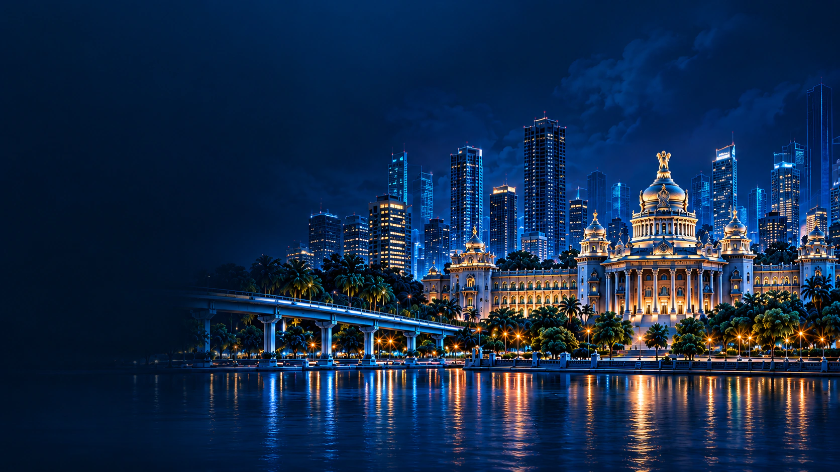 Illustrated Bengaluru skyline