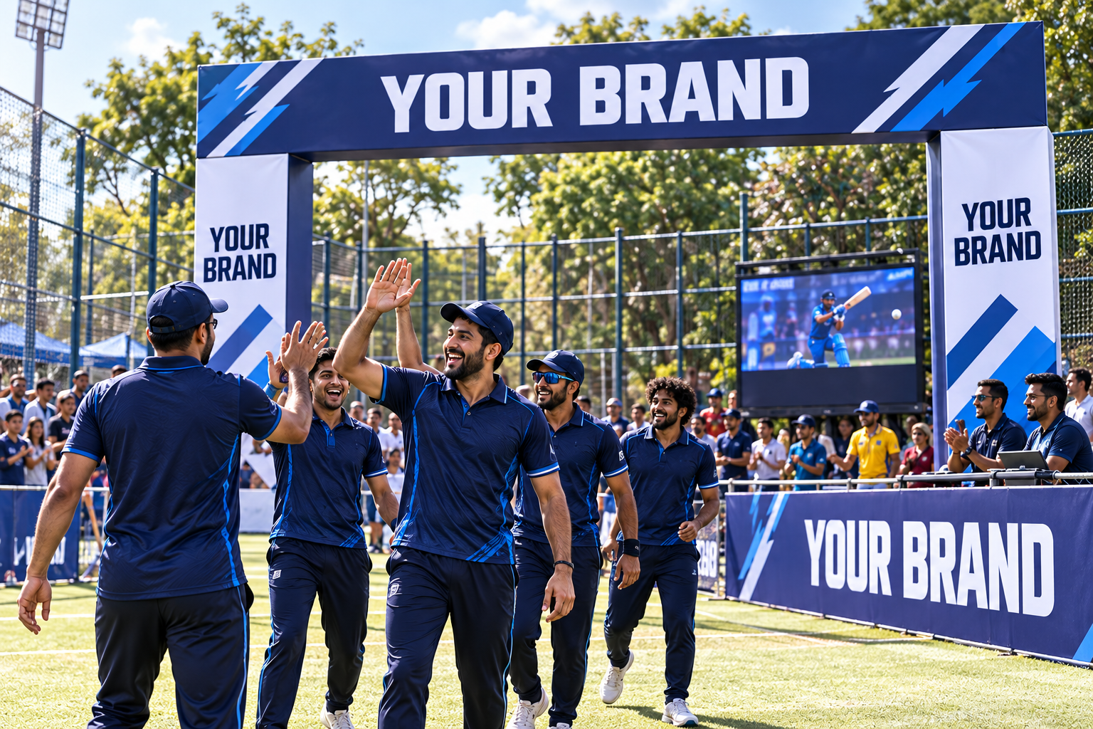 Illustrative brand presence at a community cricket event